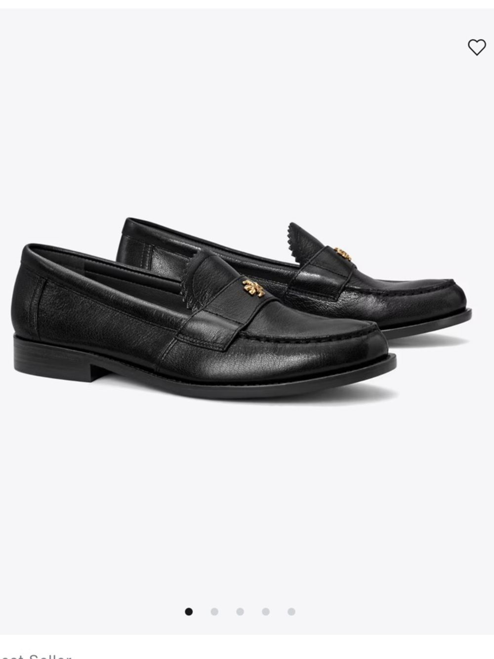 Tory Burch Classic Best-Selling Black Leather Loafers with Gold Emblem Size 6.5